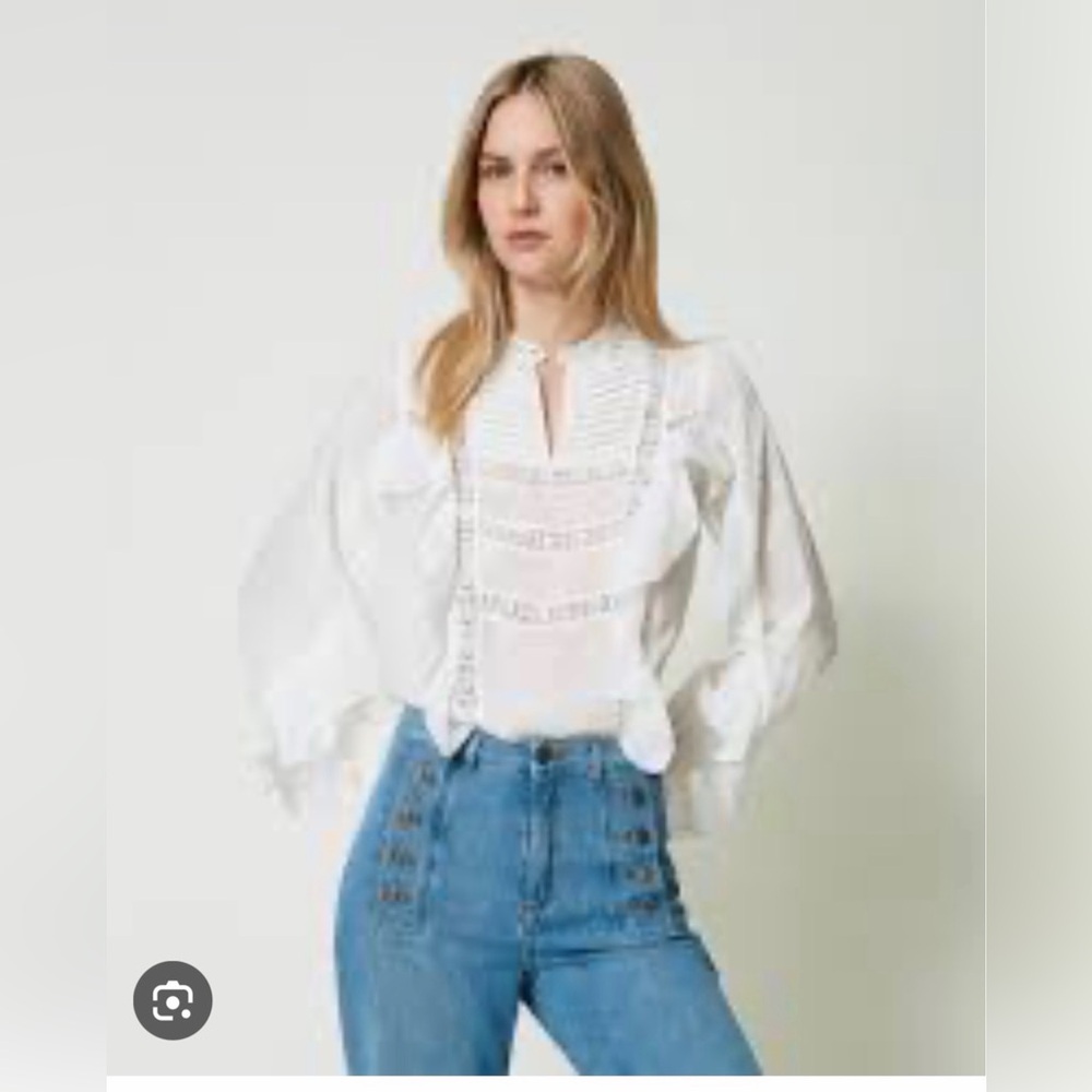 Twin-Set Ivory Ruffled Blouse - Picture 6 of 6